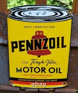 Vintage Old Pennzoil Motor Oil One Quart Can Porcelain Gas Station Sign