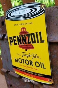 Vintage Old Pennzoil Motor Oil One Quart Can Porcelain Gas Station Sign