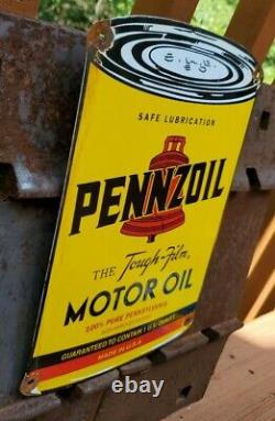 Vintage Old Pennzoil Motor Oil One Quart Can Porcelain Gas Station Sign