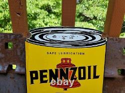 Vintage Old Pennzoil Motor Oil One Quart Can Porcelain Gas Station Sign