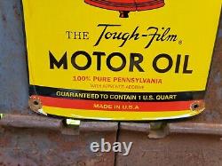Vintage Old Pennzoil Motor Oil One Quart Can Porcelain Gas Station Sign