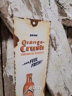 Vintage Orange Crush Porcelain Metal Sign Door Palm Push Oil Gas Soda Beverage