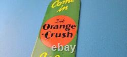 Vintage Orange Crush Sign Drink Ice Cold Porcelain Come In Gas Pump Soda Sign