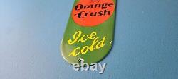 Vintage Orange Crush Sign Drink Ice Cold Porcelain Come In Gas Pump Soda Sign