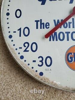 Vintage Original 12 Gulfpride Gulf Motor Oil Thermometer Sign Gas 511A