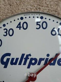 Vintage Original 12 Gulfpride Gulf Motor Oil Thermometer Sign Gas 511A