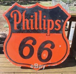 Vintage Original 1955 Phillips 66 Porcelain Sign 48 Oil & Gas Advertising Sign
