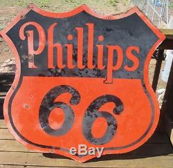 Vintage Original 1955 Phillips 66 Porcelain Sign 48 Oil & Gas Advertising Sign