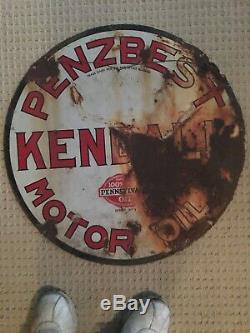 Vintage Original 23 Kendall Penzbest Motor Oil Porcelain Advertising Sign