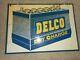 Vintage Original 2-sided Delco Battery Gas Station Oil Metal Advertising Sign