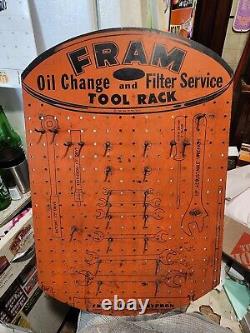 Vintage Original Antique Gas Oil Fram Oil Filters Tool Rack Sign Excellent