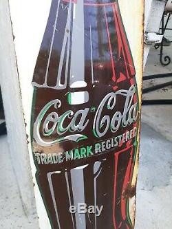 Vintage Original Coca Cola Sign Authentic Ceramic Metal Sign Soda Gas Oil 1950s