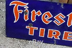 Vintage Original Firestone Tires Tire Gas Station 59 Porcelain Metal Sign Oil