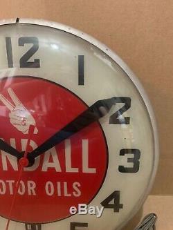 Vintage Original Kendall Oil Clock Light Wall Decor Sign Gas Station Bar Pub