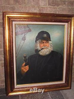 Vintage Original Kim Benson Signed Sailor-sea Captain Oil On Canvas-painting