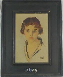 Vintage Original Oil Painting Art Deco Woman by Arthur Harris Listed