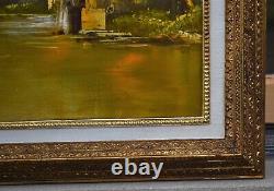 Vintage Original Oil Painting Landscape With Watermill Signed Framed