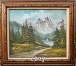 Vintage Original Oil Painting Mountain Landscape Signed D. Junepa Framed