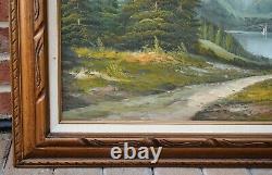 Vintage Original Oil Painting Mountain Landscape Signed D. Junepa Framed