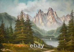 Vintage Original Oil Painting Mountain Landscape Signed D. Junepa Framed