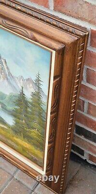 Vintage Original Oil Painting Mountain Landscape Signed D. Junepa Framed