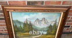 Vintage Original Oil Painting Mountain Landscape Signed D. Junepa Framed