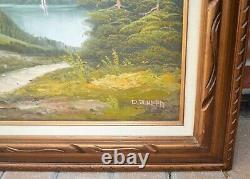 Vintage Original Oil Painting Mountain Landscape Signed D. Junepa Framed