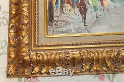 Vintage Original Oil Painting Signed S. Burrnet Framed Paris Street Scene