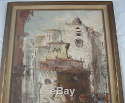 Vintage Original Oil Painting of a Mexican Market by Pablo Espana Listed