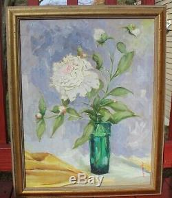 Vintage Original Oil on Canvas Floral Still Life Painting Signed, Framed