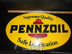 Vintage Original Pennzoil Gas Oil Station Metal Sign Man Cave