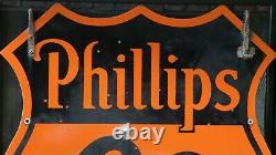 Vintage Original Phillips 66 Oil Company Two Sided Ring Porcelain Sign Good