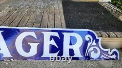 Vintage Original Porcelain Advertising European Sager Hotel Sign