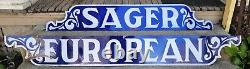 Vintage Original Porcelain Advertising European Sager Hotel Sign