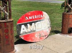Vintage Original Porcelain Gas Oil Advertising Sign AMOCO American Gas