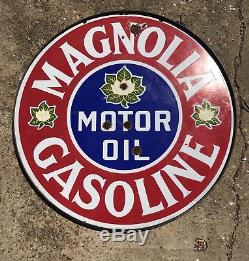 Vintage Original Porcelain Magnolia Motor Oil Gasoline Sign