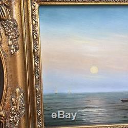 Vintage Original Seascape Oil Painting Signed