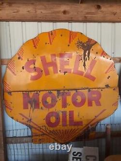 Vintage Original Shell Motor Oil Porcelain Sign