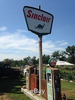 Vintage Original Sinclair DSP Pole Sign with Pole Gas and Oil