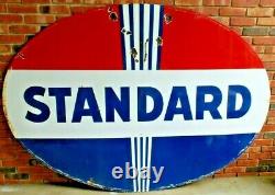 Vintage Original Standard Oil Co Double-Sided 7 ft Gas Station Porcelain Sign