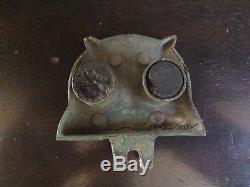 Vintage Owl License Plate Topper Glass Eyes National Colortype Kentucky GAS OIL
