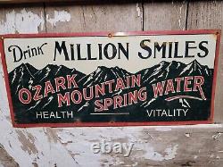 Vintage Ozark Mountain Spring Water Sign Million Smile Beverage Tacker Gas Oil