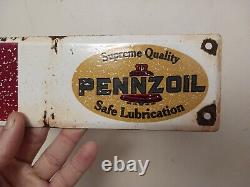 Vintage PENNZOIL Motor Oil 10 Porcelain Sign Door Push