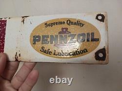 Vintage PENNZOIL Motor Oil 10 Porcelain Sign Door Push