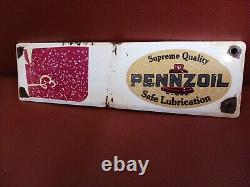 Vintage PENNZOIL Motor Oil 10 Porcelain Sign Door Push