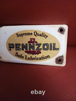 Vintage PENNZOIL Motor Oil 10 Porcelain Sign Door Push