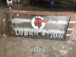Vintage PONTIAC LUBRICATION Lighted oil AUTO Gas Sign Not Porcelain