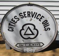 Vintage PORCELAIN CITIES SERVICE Station Sign GAS OIL Display 42 two sided