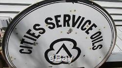 Vintage PORCELAIN CITIES SERVICE Station Sign GAS OIL Display 42 two sided