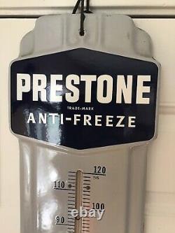 Vintage PRESTONE ANTI-FREEZE THERMOMETER Porcelain Gas Oil Sign Advertising 36